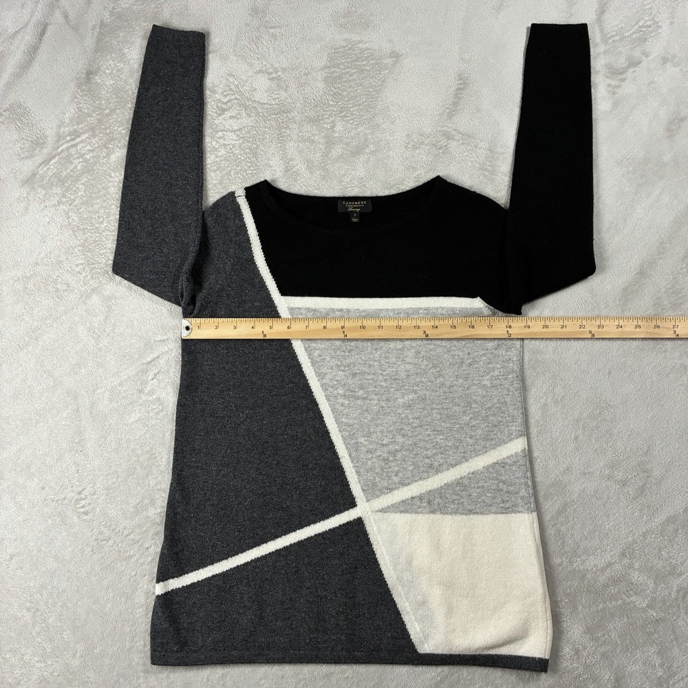 Charter Club Cashmere Color Block Neutral Sweater Women's S Quiet Luxury Minimal - Picture 3 of 7